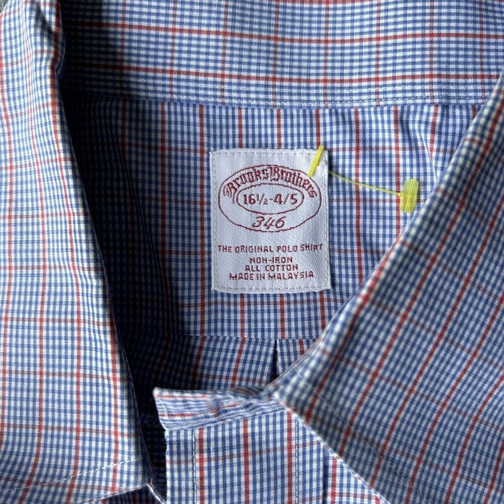 Brooks Brothers 346 Shirt 16.5 4/5 Men's Blue The Original Polo Shirt All Cotton - Picture 10 of 12